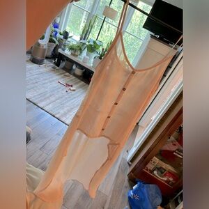 Pink high-low sheer shirt